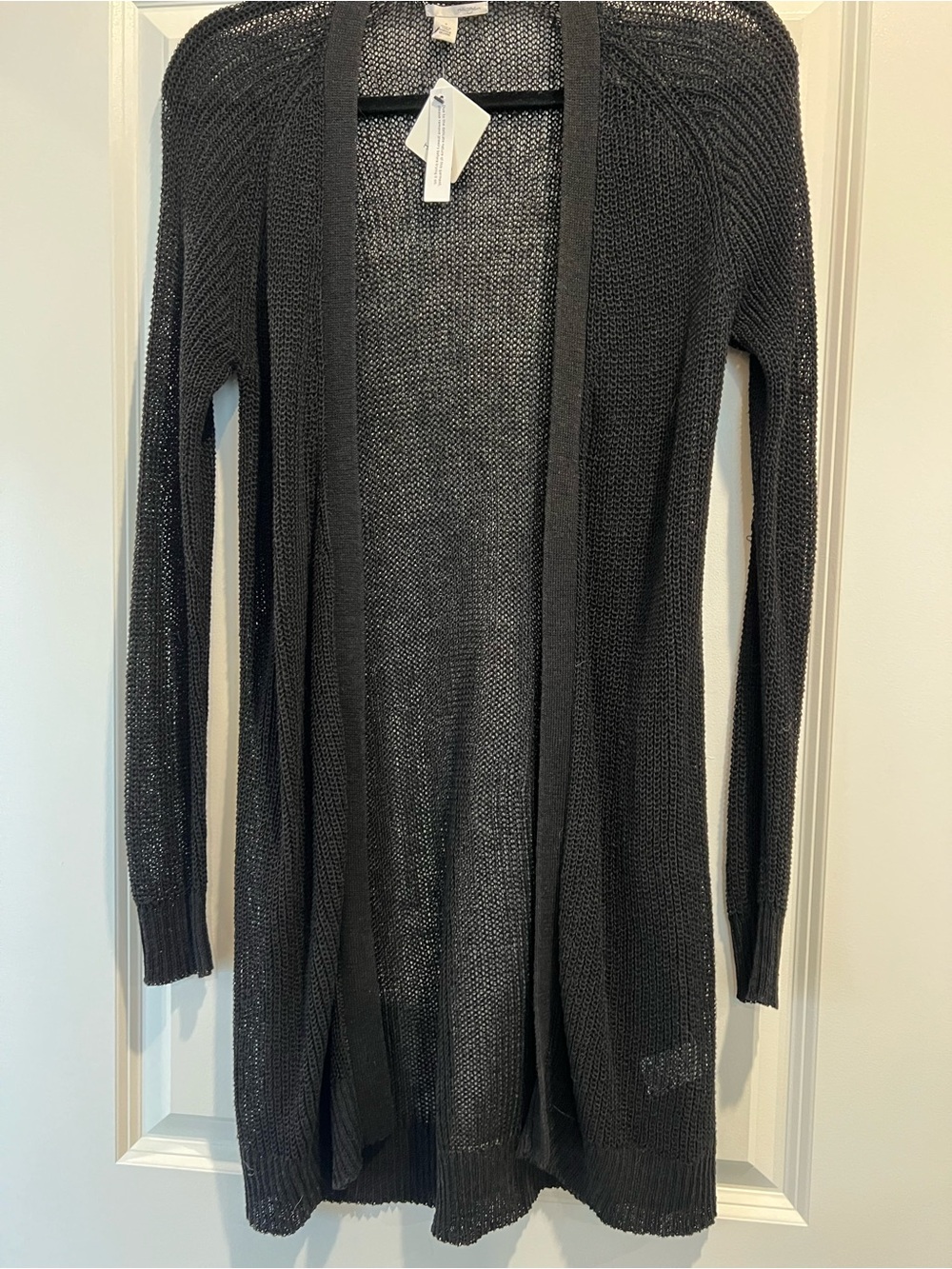 Halogen Black Open-Front Long Knit Cardigan